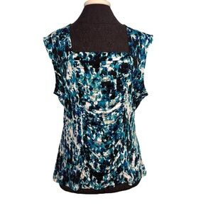 Style & Co Blue White Black Blouse Shirt Tank Top